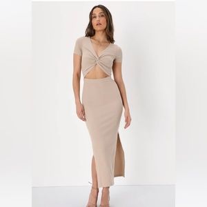 Lulu’s front-twist cut out midi dress